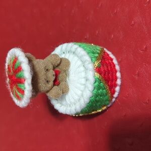 Vintage homemade Holiday bear ornament